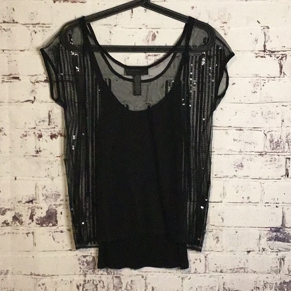 ✨I.N.C Black Sequin Mesh Top Woman's Size Small - Picture 6 of 6